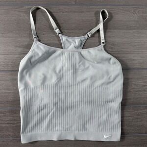 Nike Seamless Ribbed Cami Tank Top Light Blue Grey Racerback Small